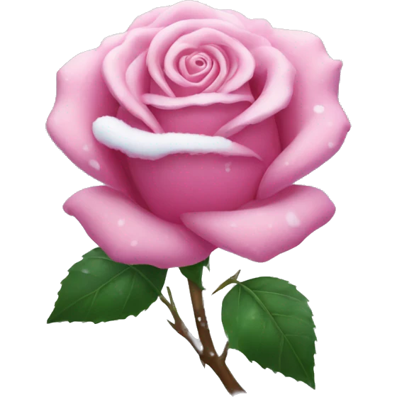 Pink rose with snow emoji