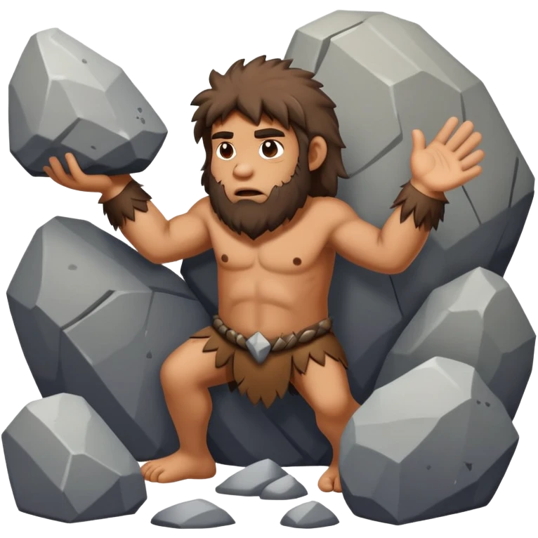 Caveman playing with rocks emoji