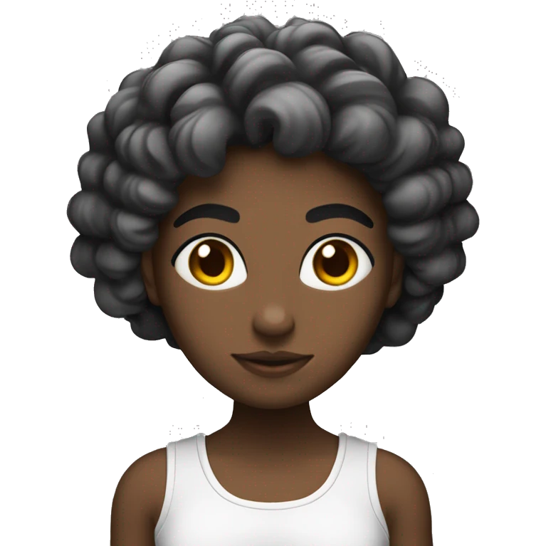 Uma menina de cabelo liso preto Branca mexendo celular emoji