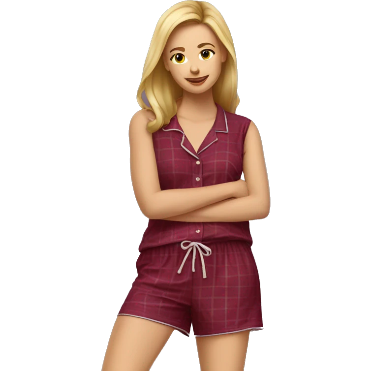 Plaided burgundy pajama short emoji