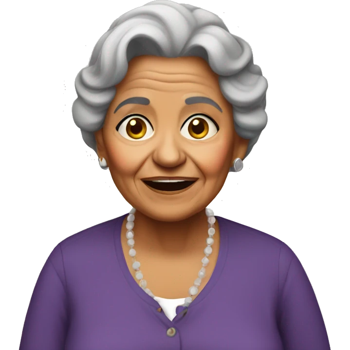 Old latino lady with iphone emoji