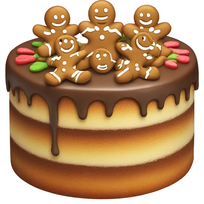 cake with gingerbread men on top emoji