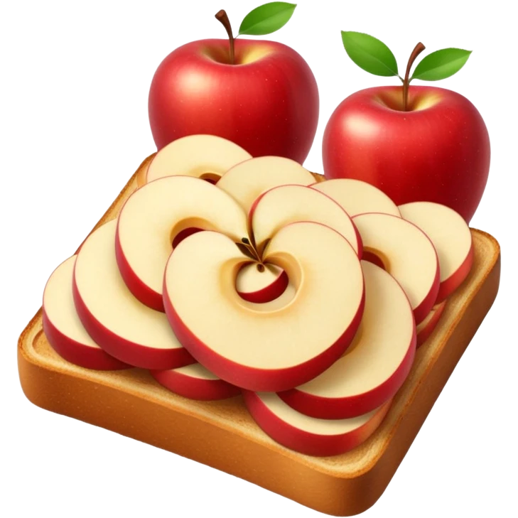 toast with apple slices on top, apples arranged in a spiral emoji