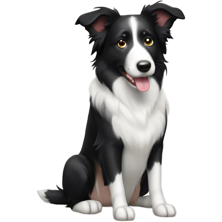 Short hair Black and white border collie pointy ears emoji