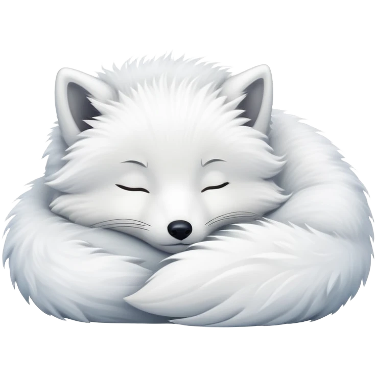 fluffy arctic fox sleeping emoji