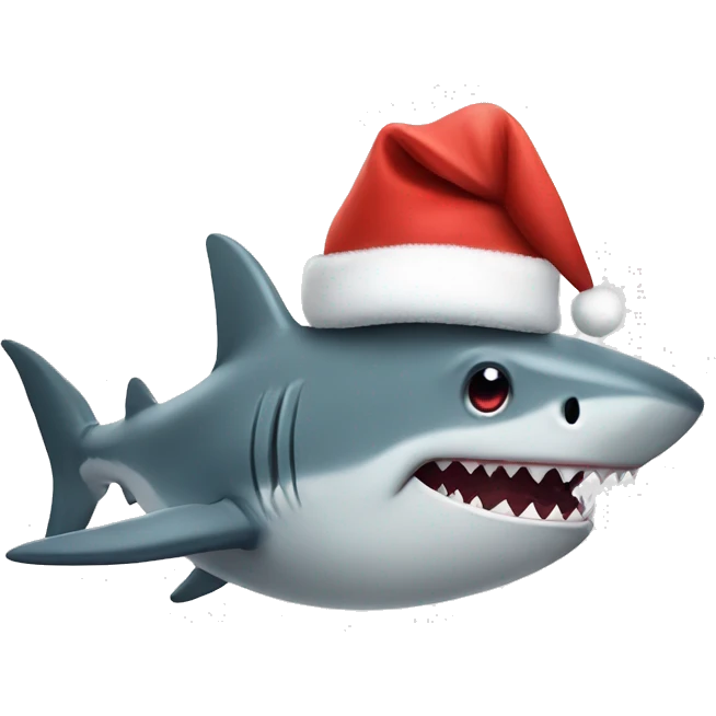 Cute Shark with Santa hat emoji