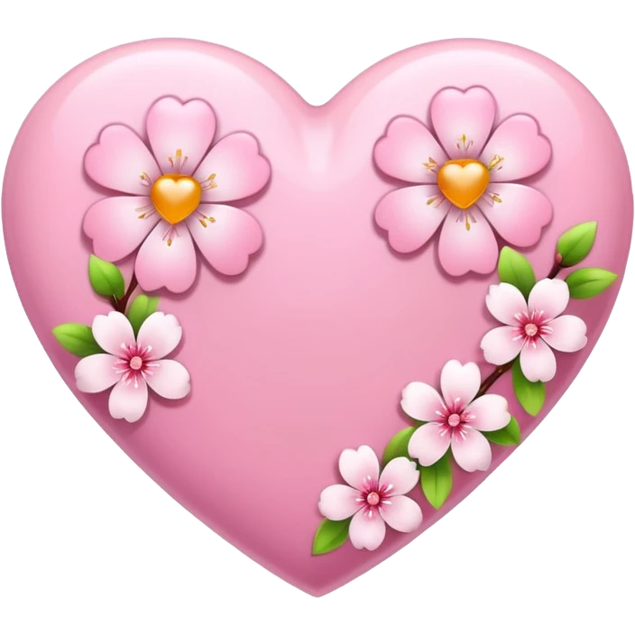 pink heart with sakura flowers emoji