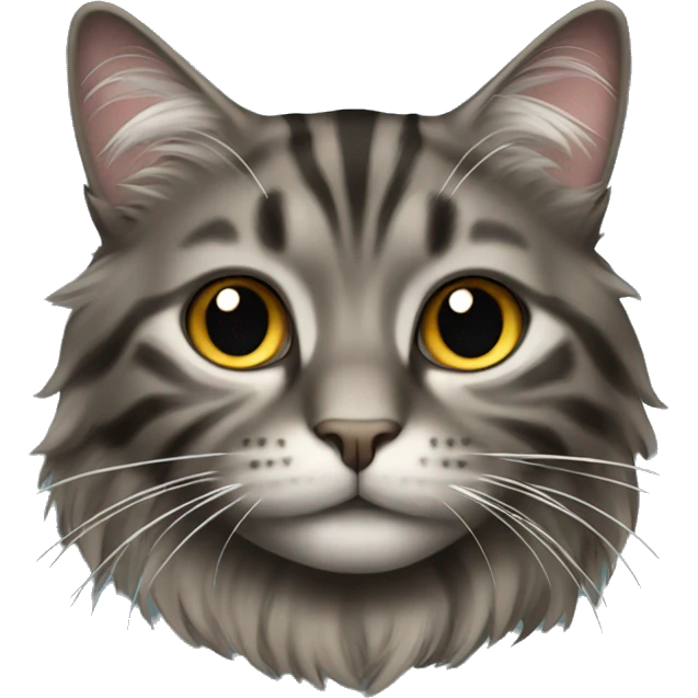 Long hair dark tabby cat emoji