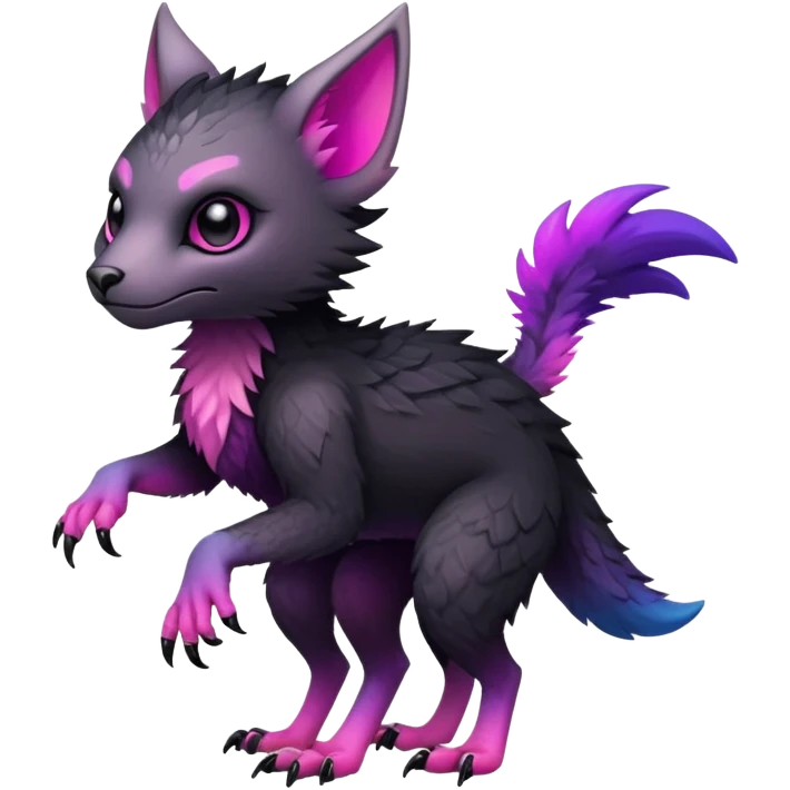 Cool Edgy Black-pink-purple-gradient Trico-animal-creature full body emoji