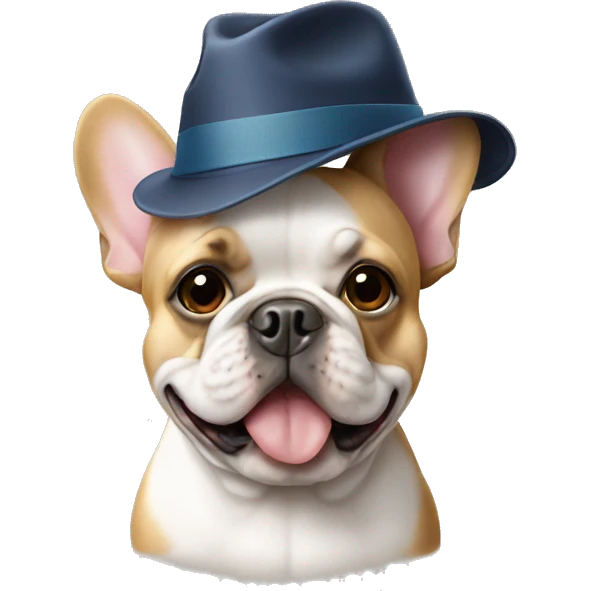 Frenchie wearing hat emoji