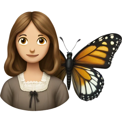 Charlotte Bronte and a butterfly emoji