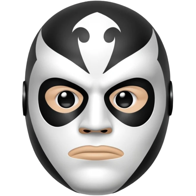 sad face emoji with a classic black and white luchador mask emoji