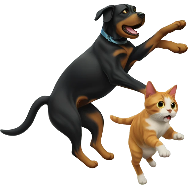 dog chasing cat up tree emoji