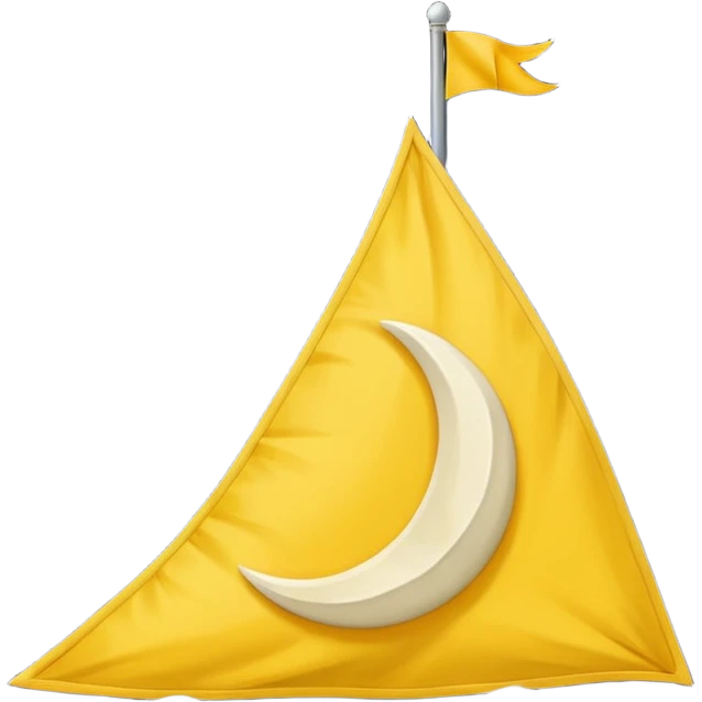 A triangular yellow flag with a crescent moon and above the moon a mini sun emoji