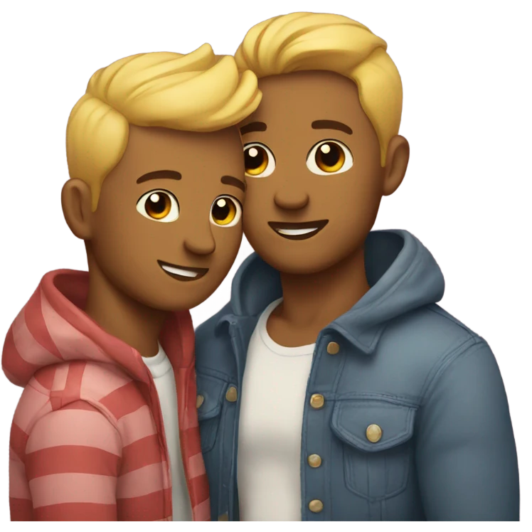 Cute gay couple cuddling emoji