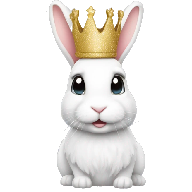 White rabbit with a glitter crown  emoji