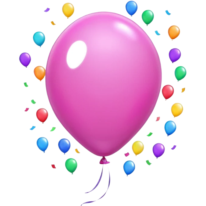 a pink balloon, confetti emoji