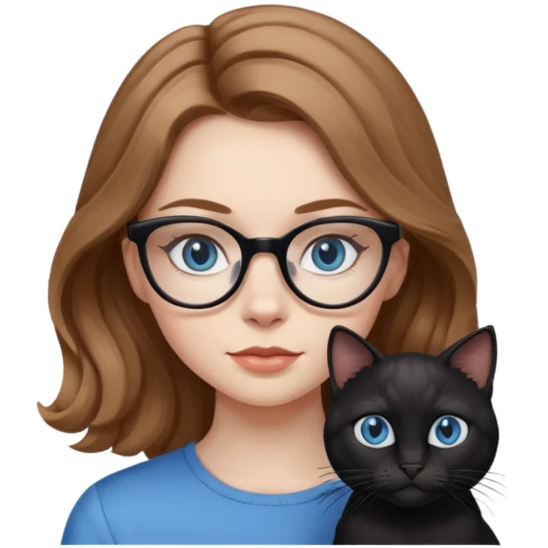 Girl with light brown wavy hair, pale skin, blue eyes, and black cat eye glasses  emoji