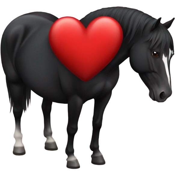 Black Horse centered inside a red heart emoji