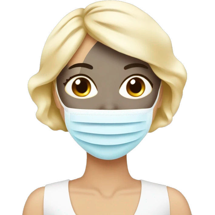 Lady with face mask spa beauty full face relaxing emoji