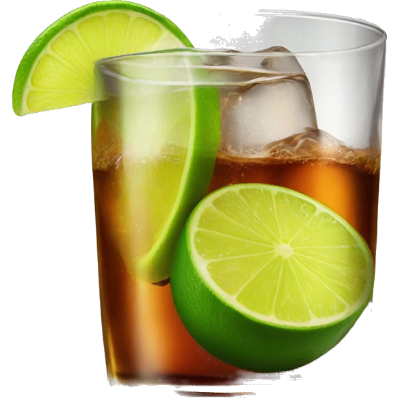 Coke in a whiskey glass with a lime  emoji