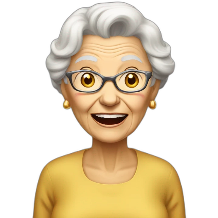 elderly woman speaking loudly golden shirt emoji