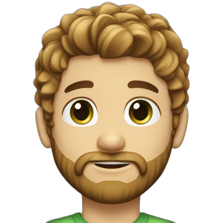Boy silky hair green eyes beard emoji