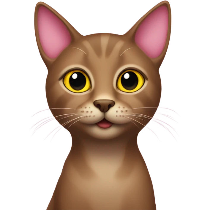 Brown Cat with yellow eyes and pink nose emoji