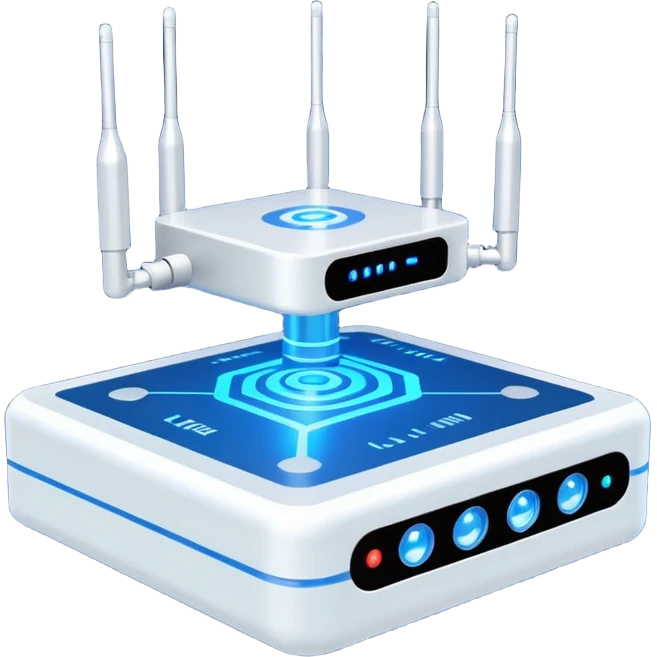 Can you create a picture for an AI LLM model router showing it as a hub connecting different LLMs? Can you make it look more professional?
 emoji