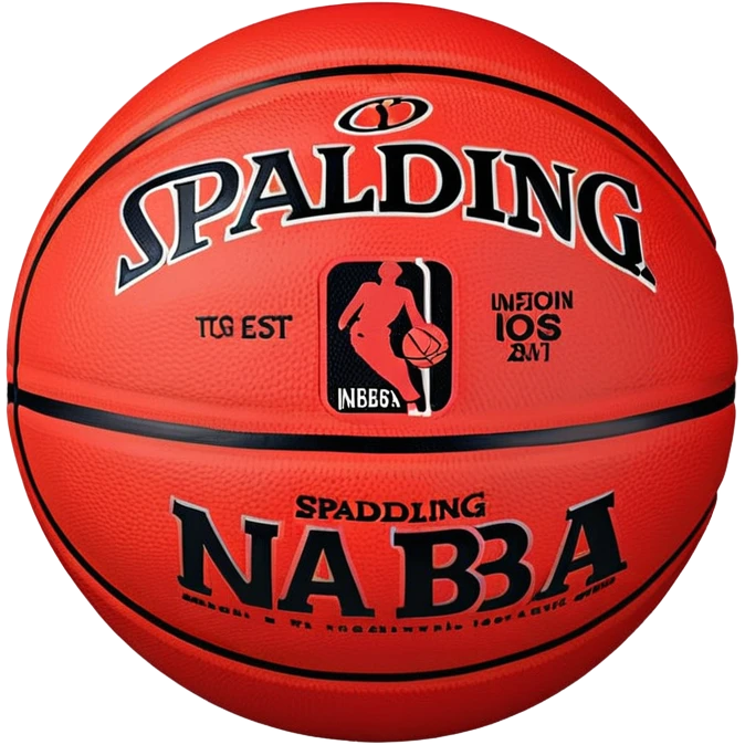 Minimalist red and black Spalding basketball with NBA logo, red with black lines, iOS emoji style emoji