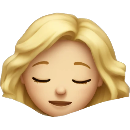 Blond girl sleeping in cozy bed emoji
