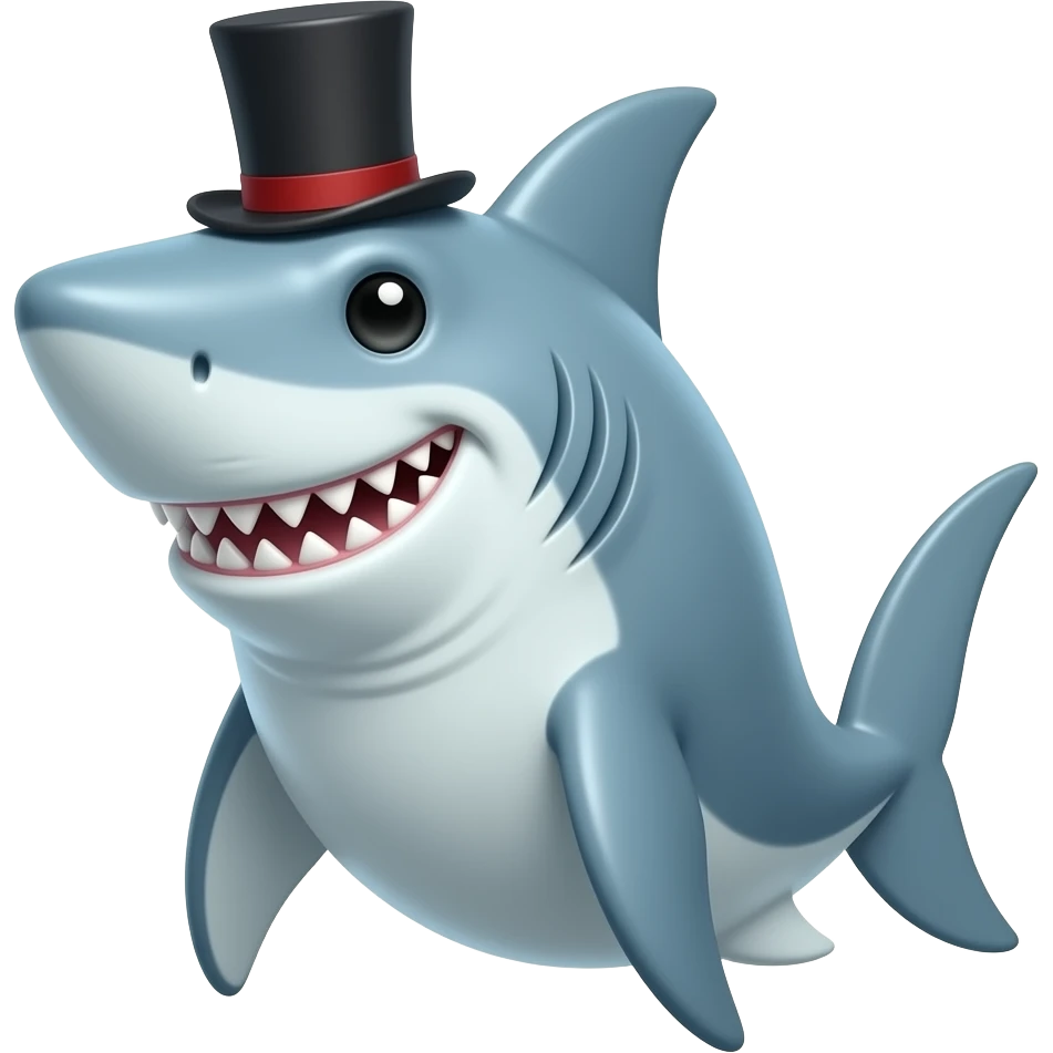 Shark with a top hat emoji