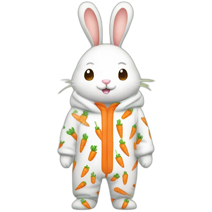 cute rabbit dressed with carrots printed on his pajamas emoji