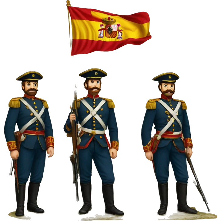 3 Militars with spanish flag im 1869 emoji
