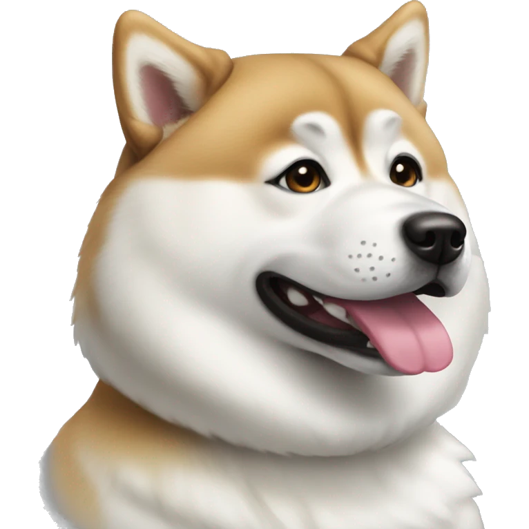 White Akita bring silly emoji
