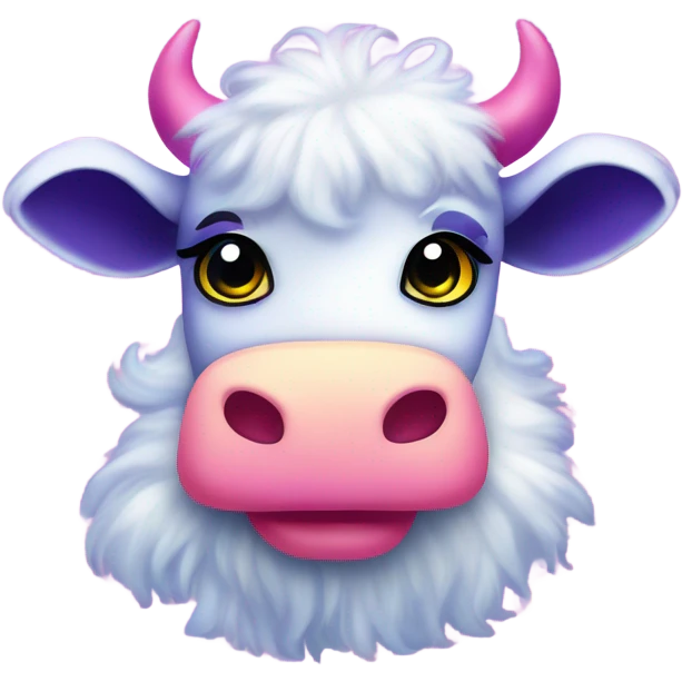 Lisa frank glitter fluffy cow emoji