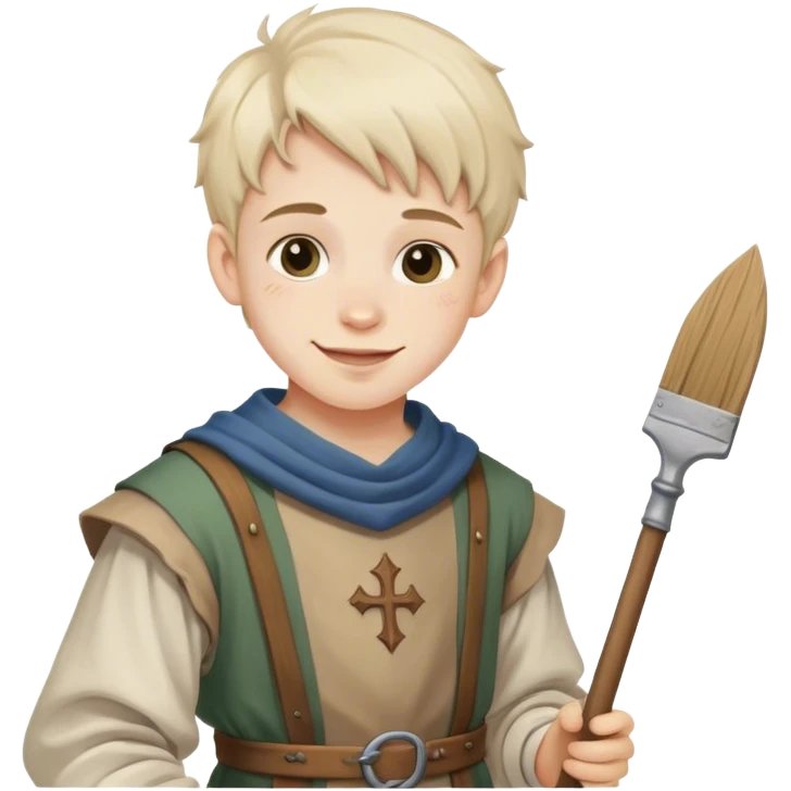 smiled poor boy painter with medieval clothes emoji