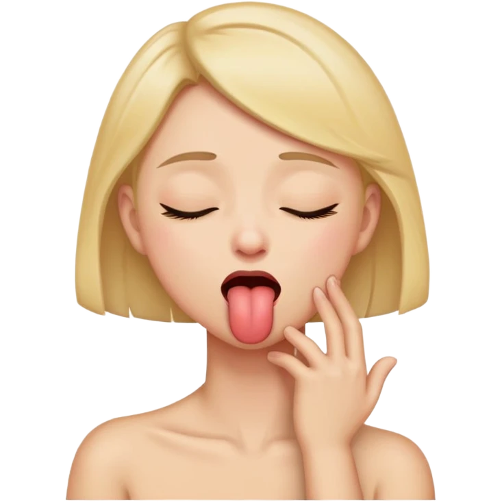 tounge out holding neck eyes closed emoji