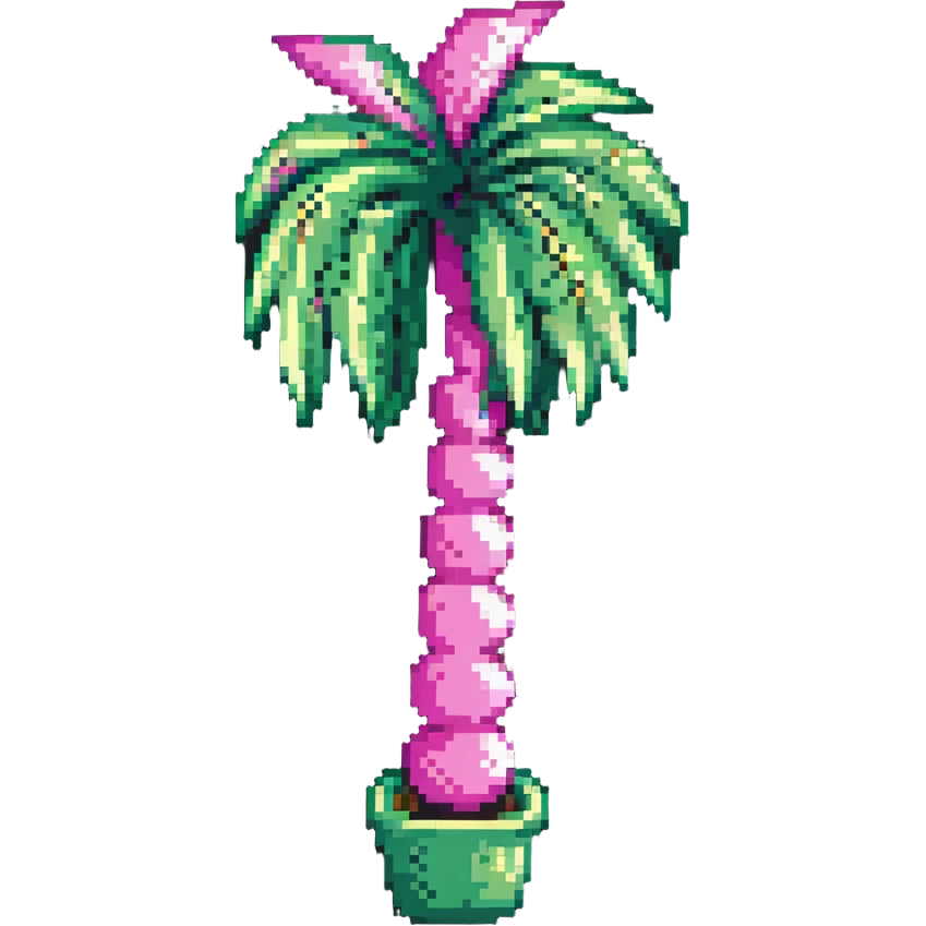 palm tree with pastel pink trunk and pastel green leaves emoji