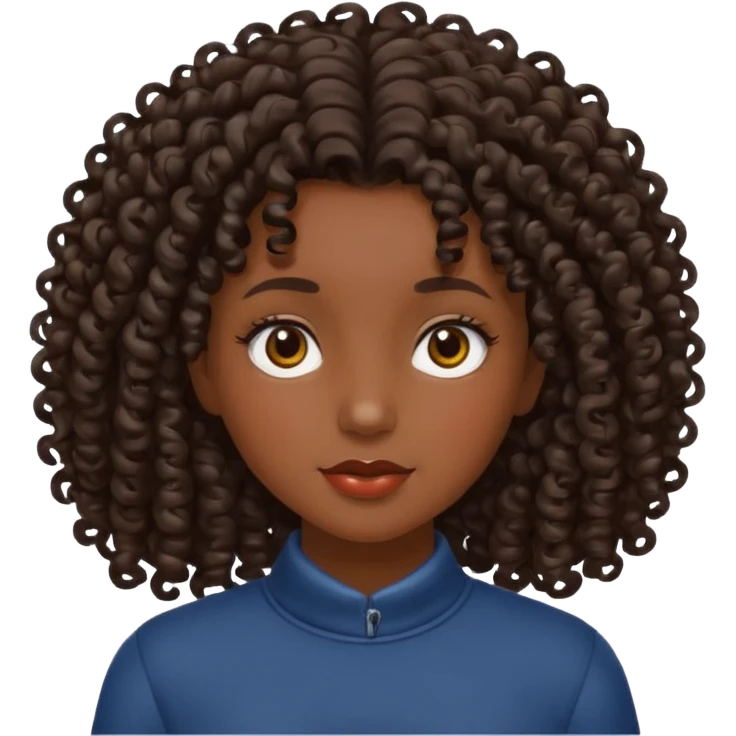 Girl with dark skin and curly hair  emoji