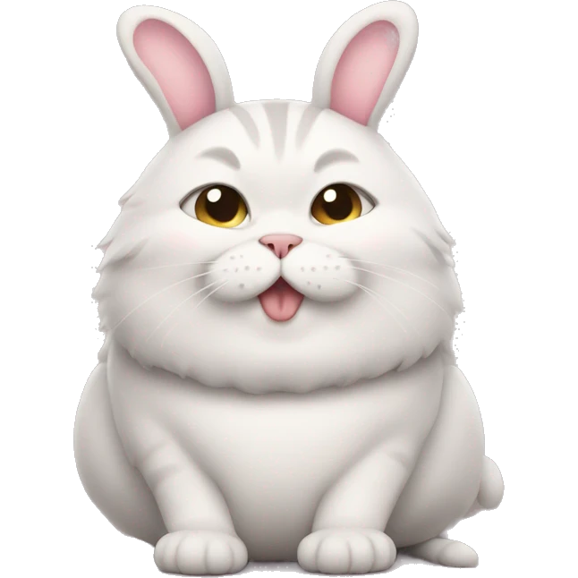 Fat cute cat wearing bunny costume emoji