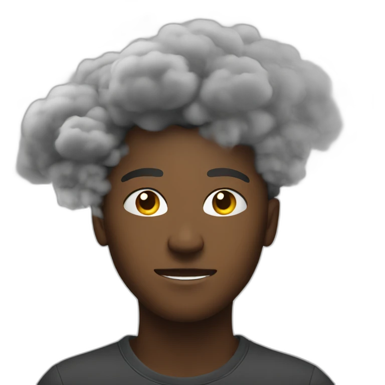 young man with smoke coming out of his head emoji