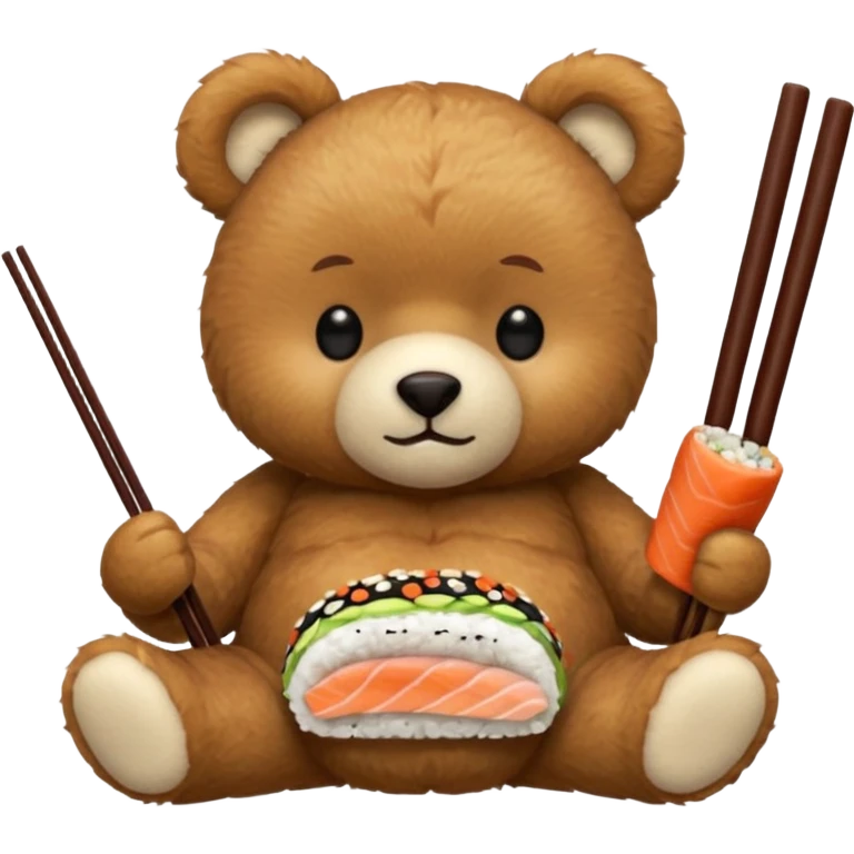 Teddy bear eating sushi  emoji