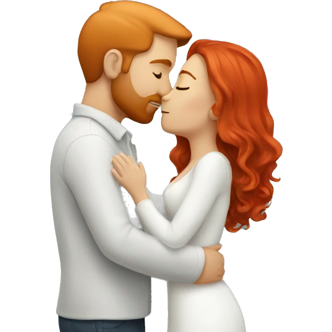 Red haired white couple kissing emoji