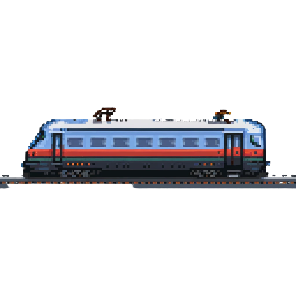 front view of an Amtrak train in pixel art style emoji