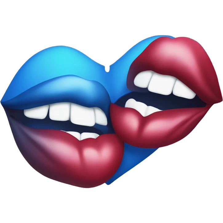 Kiss with blue heart emoji