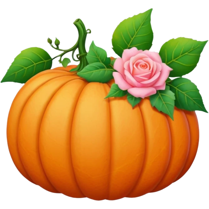 pastel pumpkin with roses and leaves emoji