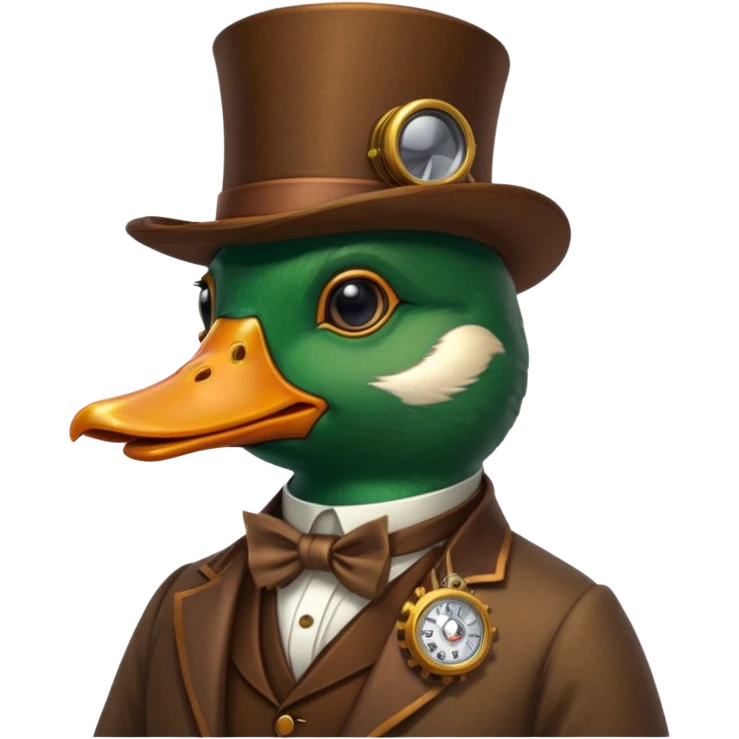 Create a steampunk mallard that has  a monocle glasses
 emoji