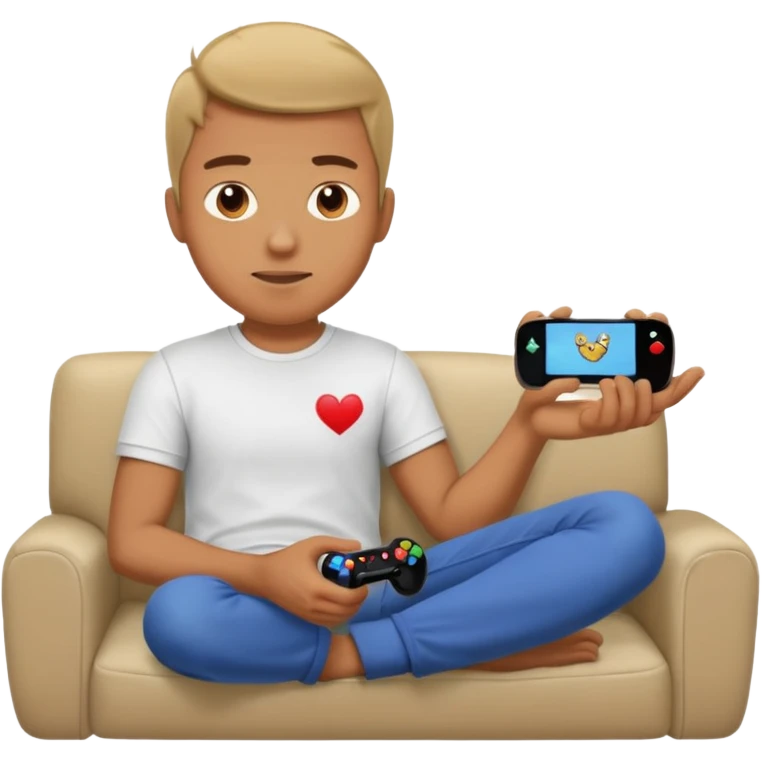 man playing video games on a sofa emoji