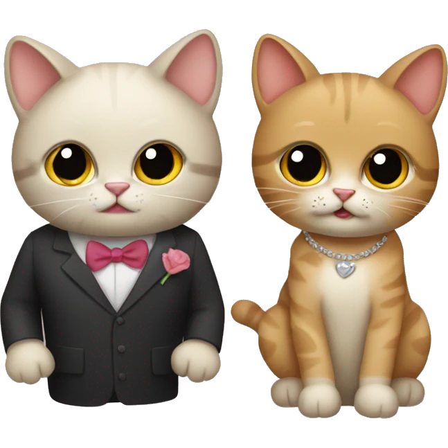 two cats dressed up for a date emoji